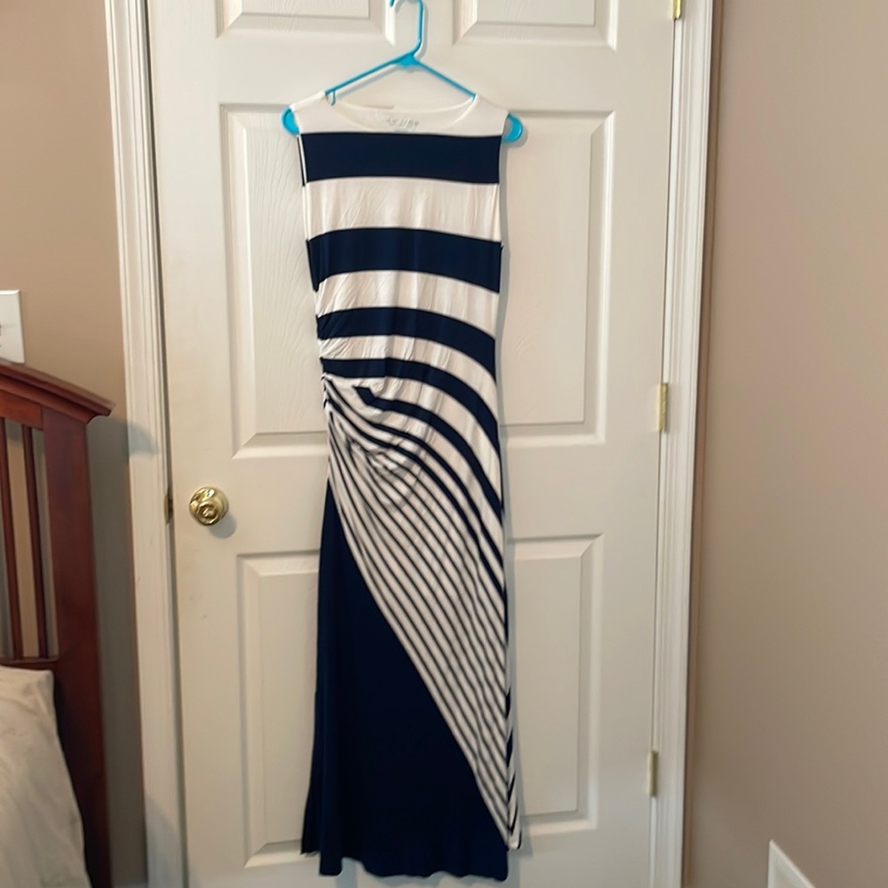 Soft Surroundings summer maxi dress.  navy/white. Petite medium.